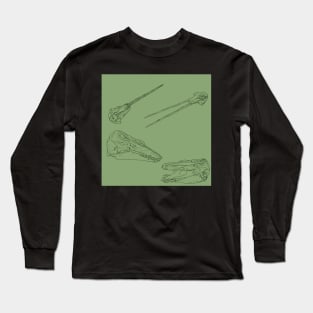 Arctic Whale Skulls and Oddities Green Long Sleeve T-Shirt